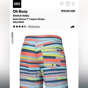 OH BOUY Stretch Volley
Swim Shorts 7" / Improv Stripe-Alloy Multi